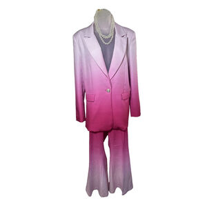 Women's STYLEWE 2 pc Pant Power Suit Pink Ombré White L